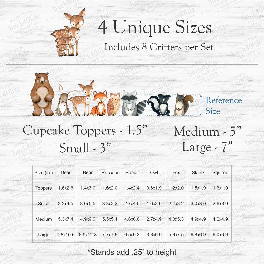 Forest Critters | Set of Painted Wooden Cutout Shapes - Back40Life (PC-001-Set)