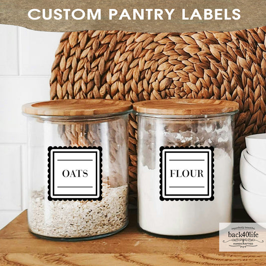 Food Pantry Label Scalloped Square DTF Sticker Labels - Back40Life (D-015c)