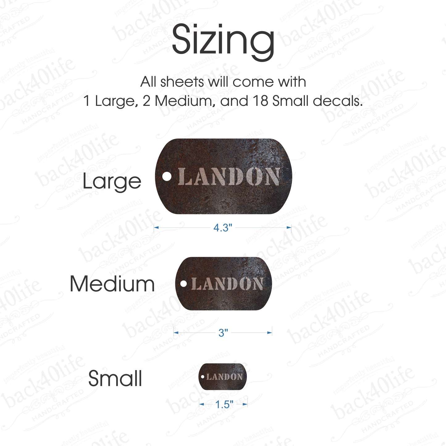 Name Personalized DTF Sticker Labels - Dog Tag Military Gym - Back40Life (K-081m)