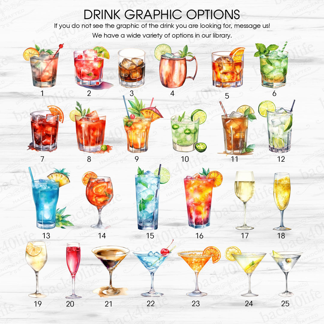 Acrylic Drink Menu Sign with Images (W-112) - Back40Life