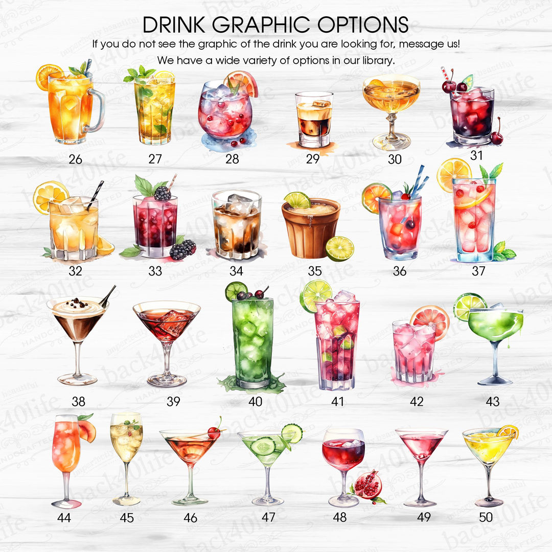 Acrylic Drink Menu Sign with Images (W-112) - Back40Life