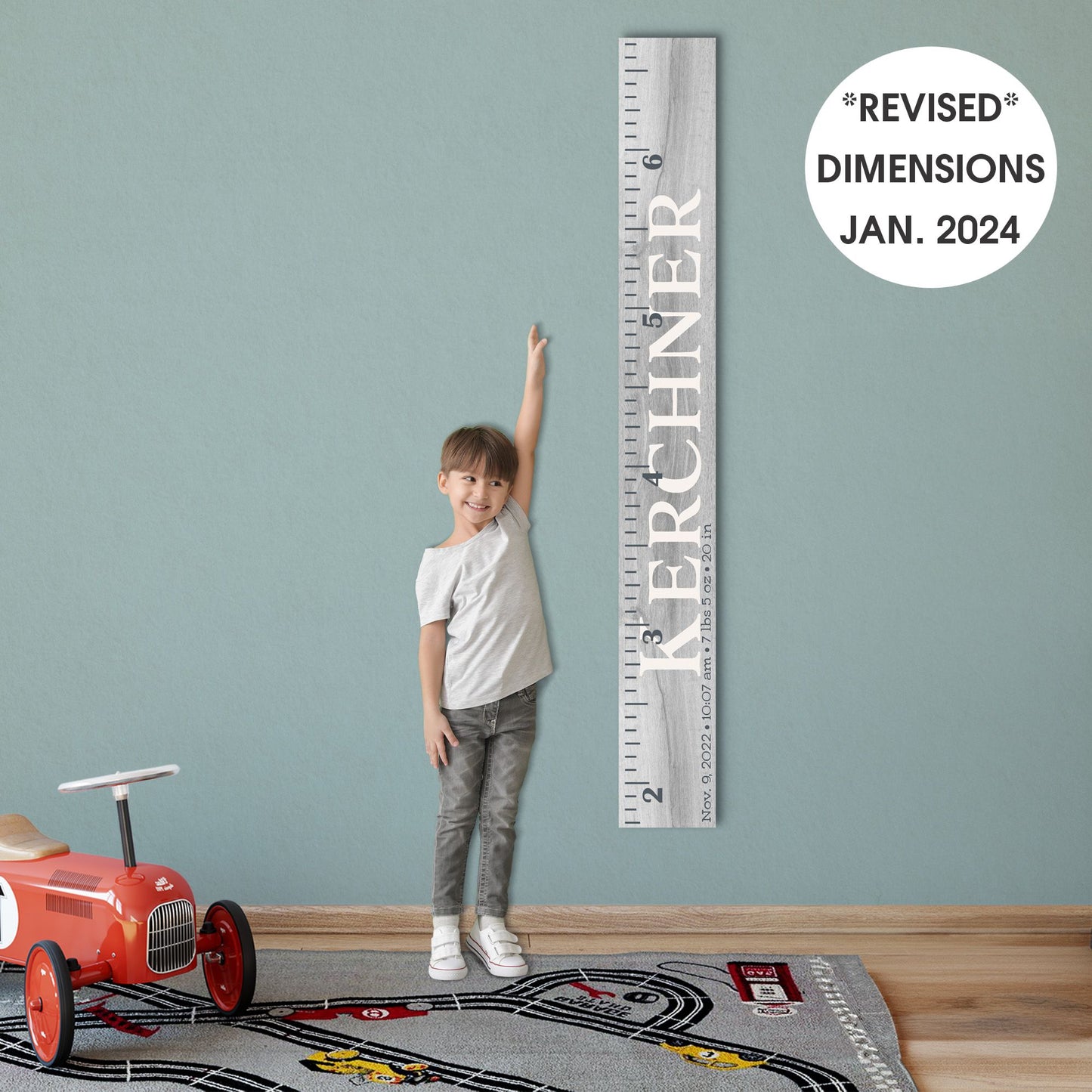 Personalized Wooden Kids Growth Chart - Height Ruler for Boys Girls Size Measuring Stick Family Name - Custom Ruler Gift Children GC-KER Kerchner