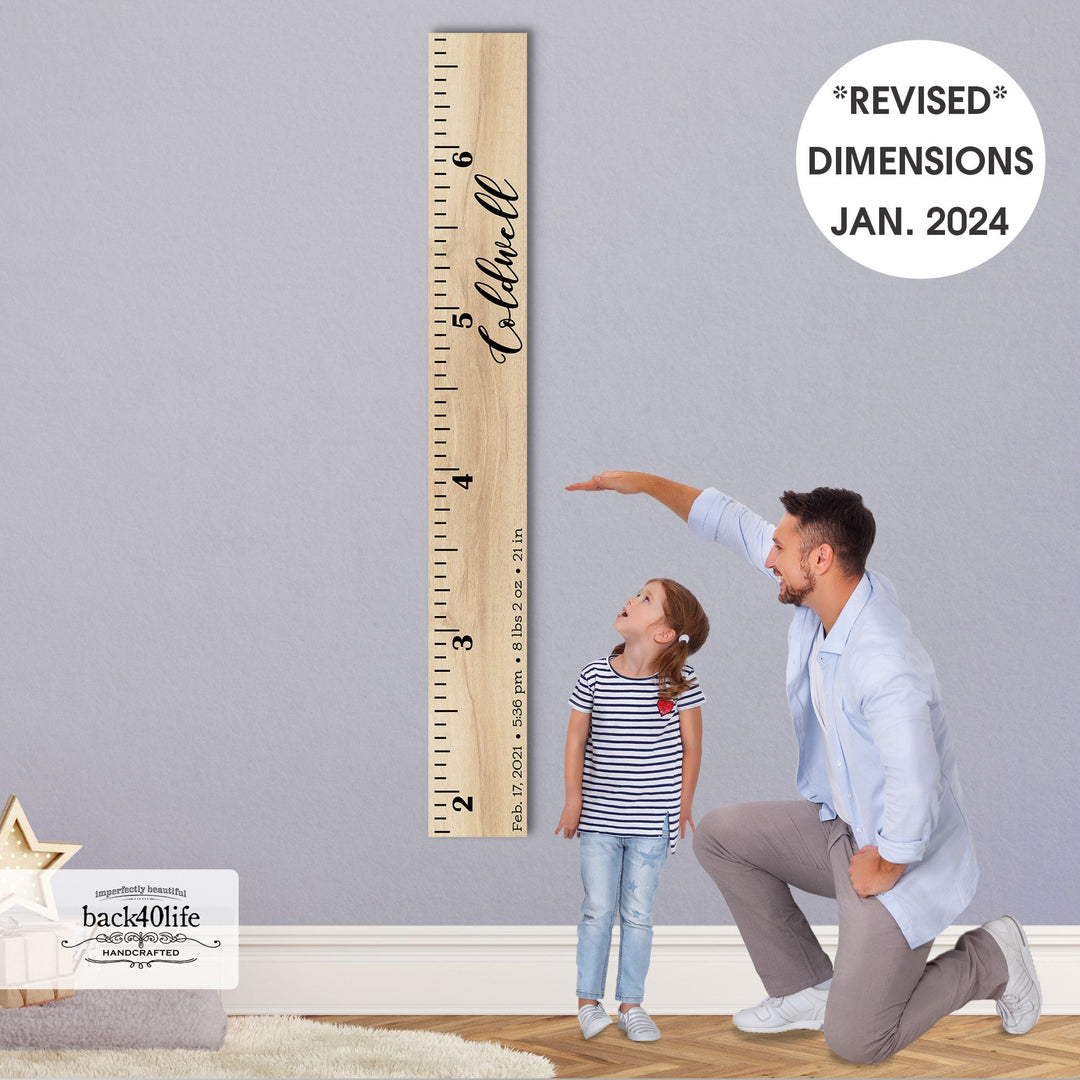 Personalized Wooden Kids Growth Chart - Height Ruler for Boys Girls Size Measuring Stick Family Name - Custom Ruler Gift Children GC-CLD Coldwell-EXP