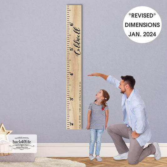 Personalized Wooden Kids Growth Chart - Height Ruler for Boys Girls Size Measuring Stick Family Name - Custom Ruler Gift Children GC-CLD Coldwell