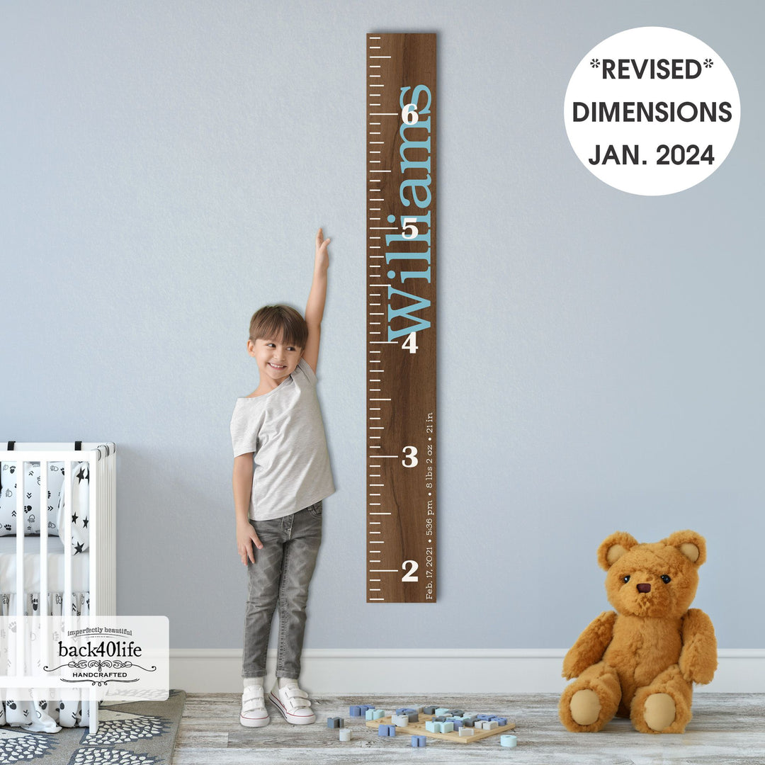 Personalized Wooden Kids Growth Chart - Height Ruler for Boys Girls Size Measuring Stick Family Name - Custom Ruler Gift Children GC-WIL Williams-EXP