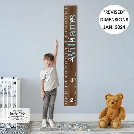 Personalized Wooden Kids Growth Chart - Height Ruler for Boys Girls Size Measuring Stick Family Name - Custom Ruler Gift Children GC-WIL Williams