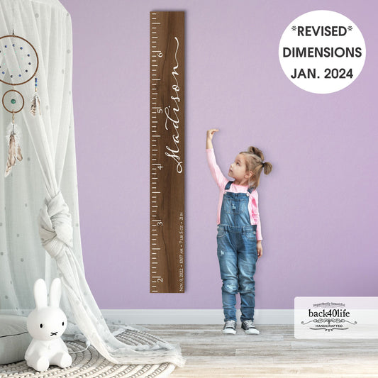 Personalized Wooden Kids Growth Chart - Height Ruler for Boys Girls Size Measuring Stick Family Name - Custom Ruler Gift Children GC-MAD Madison