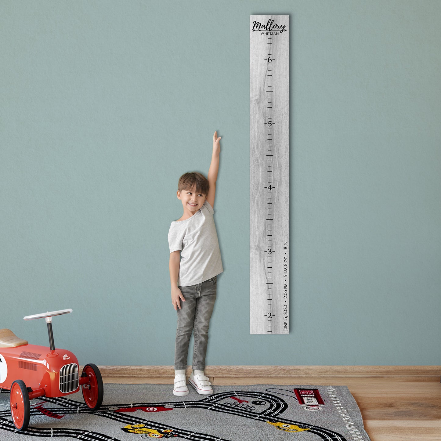 Personalized Wooden Kids Growth Chart - Height Ruler for Boys Girls Size Measuring Stick Family Name - Custom Ruler Gift Children GC-WHT Whitman