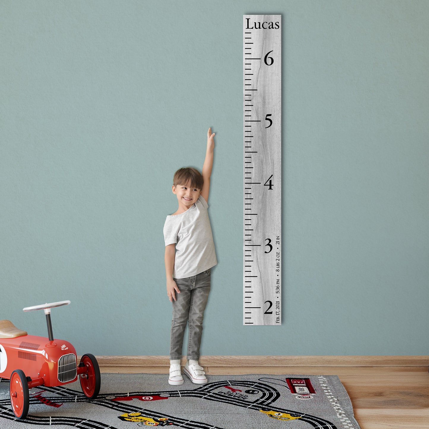 Personalized Wooden Kids Growth Chart - Height Ruler for Boys Girls Size Measuring Stick Family Name - Custom Ruler Gift Children GC-MAR Marshall