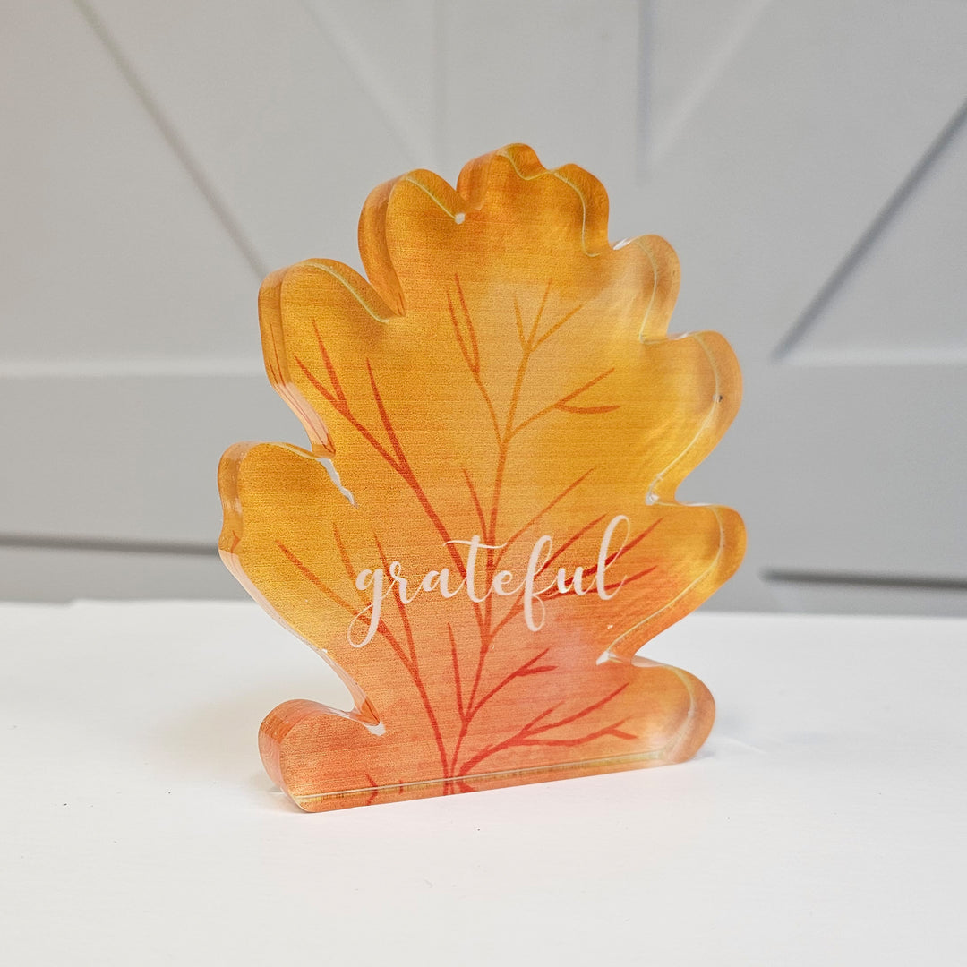 Thanksgiving Acrylic Shelf Sitter - Grateful Leaf