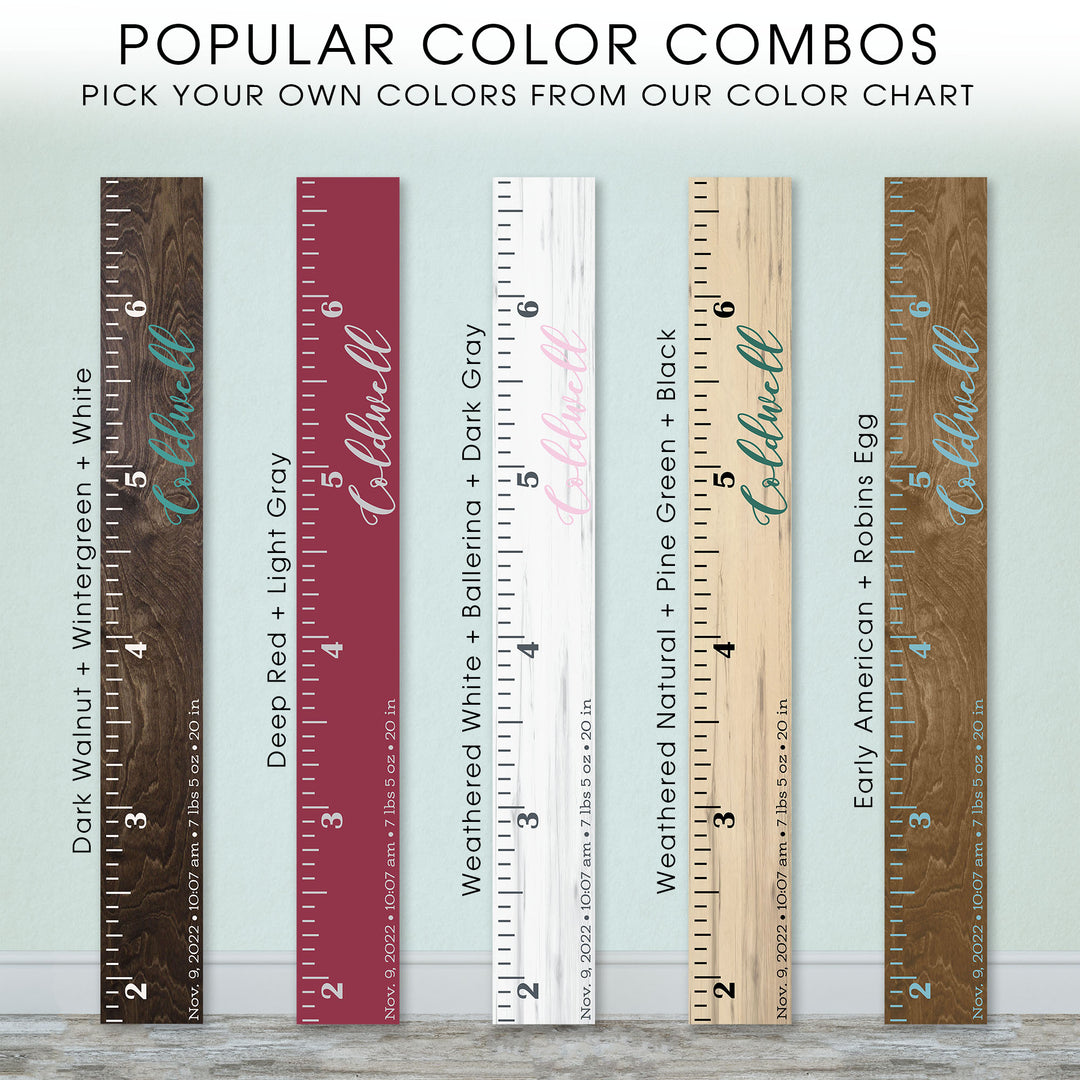 Personalized Wooden Kids Growth Chart - Height Ruler for Boys Girls Size Measuring Stick Family Name - Custom Ruler Gift Children GC-CLD Coldwell-HRL