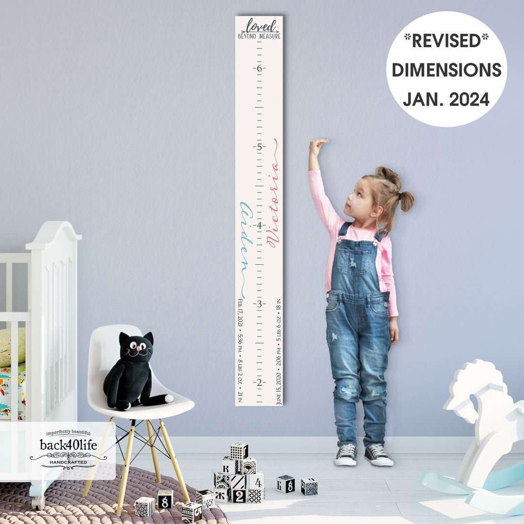 Personalized Wooden Kids Growth Chart - Height Ruler for Boys Girls Size Measuring Stick Family Name - Custom Ruler Gift Children GC-AID Aiden-HRL