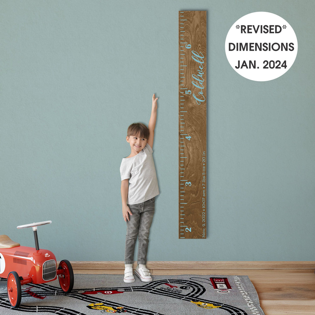 Personalized Wooden Kids Growth Chart - Height Ruler for Boys Girls Size Measuring Stick Family Name - Custom Ruler Gift Children GC-CLD Coldwell-HRL