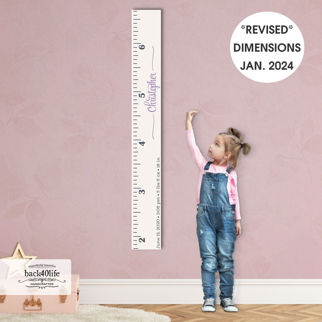 Personalized Wooden Kids Growth Chart - Height Ruler for Boys Girls Size Measuring Stick Family Name - Custom Ruler Gift Children GC-CHR Christopher-HRL