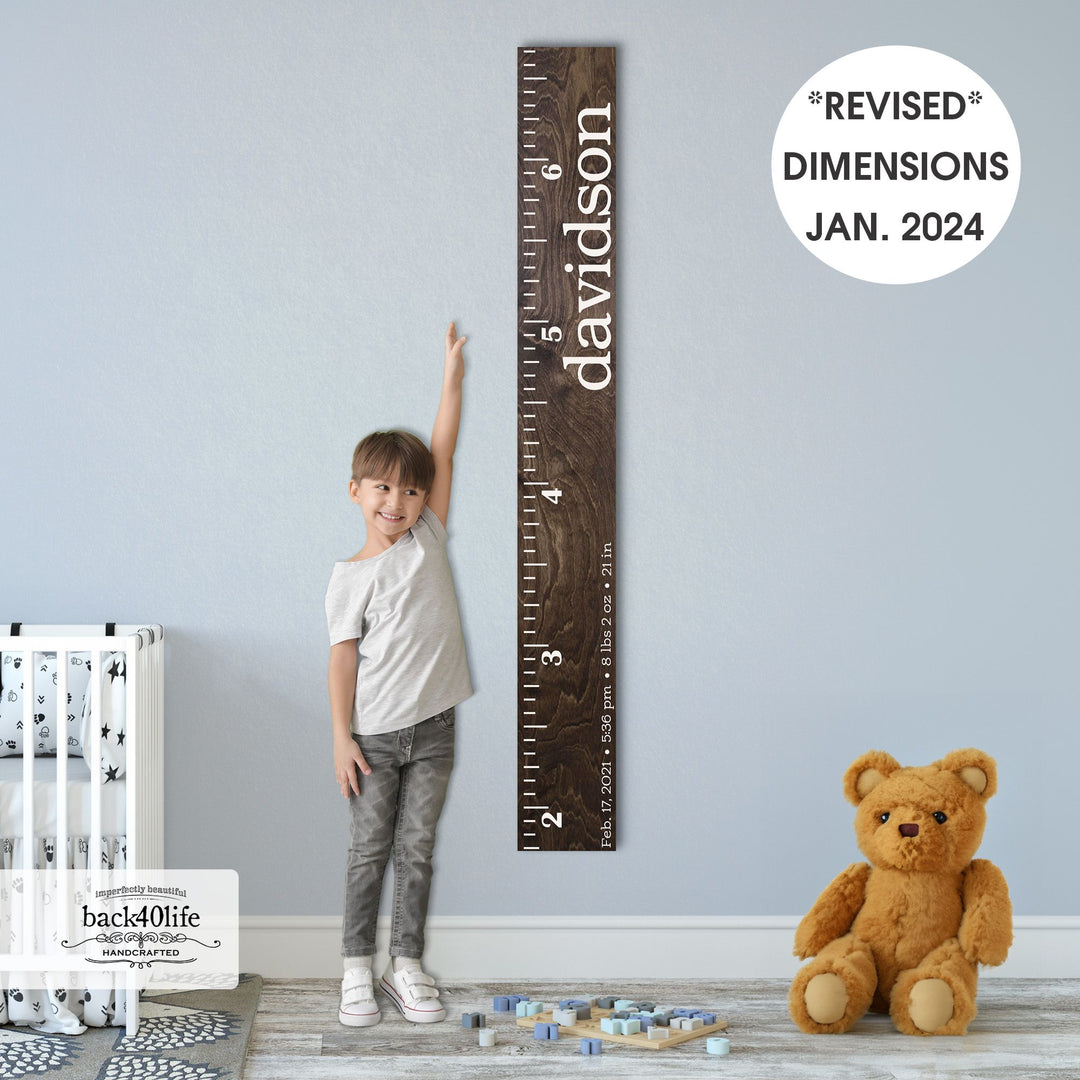 Personalized Wooden Kids Growth Chart - Height Ruler for Boys Girls Size Measuring Stick Family Name - Custom Ruler Gift Children GC-DAV Davidson-HRL