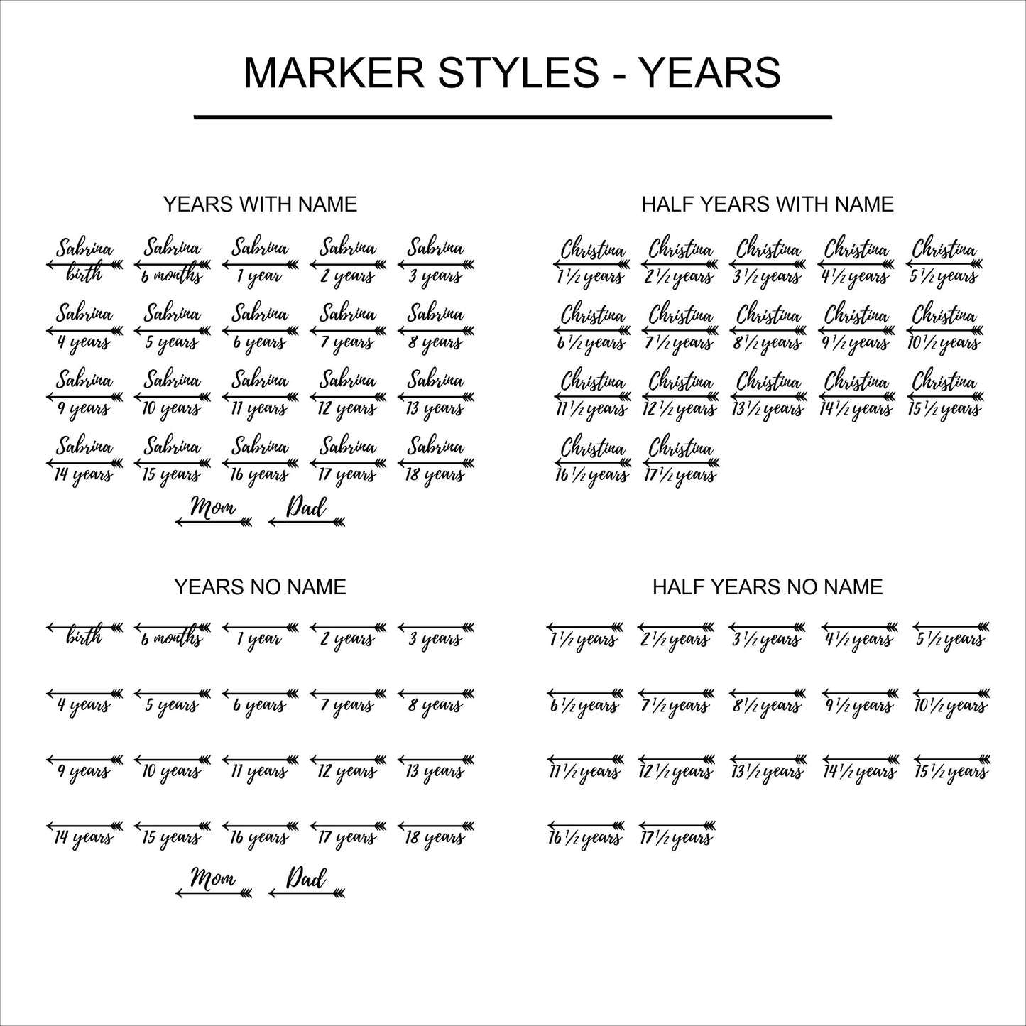 Vinyl Markers for Kids Growth Chart Ruler - (K-080A)
