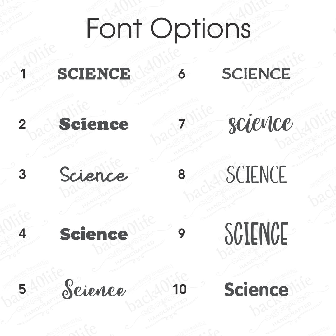 School Subject & Name Vinyl Sticker Labels  - Back40Life (K-081D)