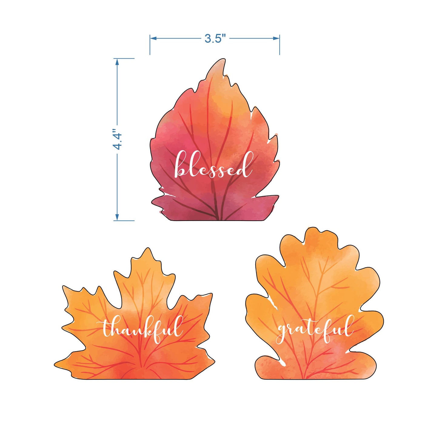 Thanksgiving Acrylic Shelf Sitters - Leaves - Blessed Grateful Thankful