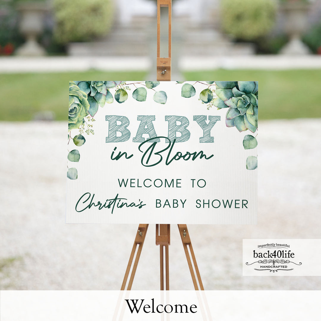 Baby Shower Sign - Baby in Bloom Succulent - Welcome Directional Parking Event (K-091e)