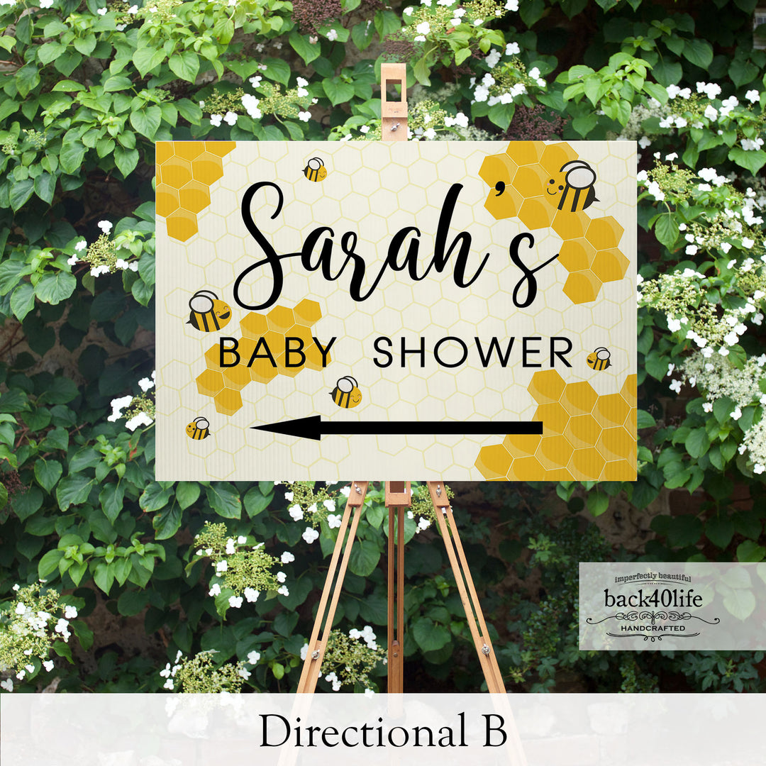 Baby Shower Sign - Sweet As Can Bee - Welcome Directional Parking Event (K-091a) - Back40Life