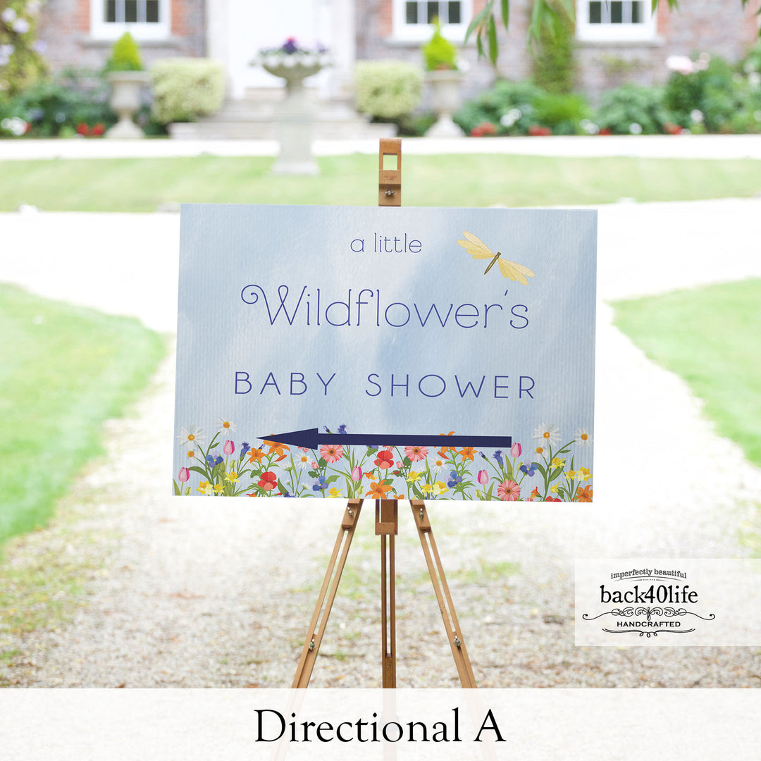 Baby Shower Sign - Little Wildflower - Welcome Directional Parking Event (K-091p)