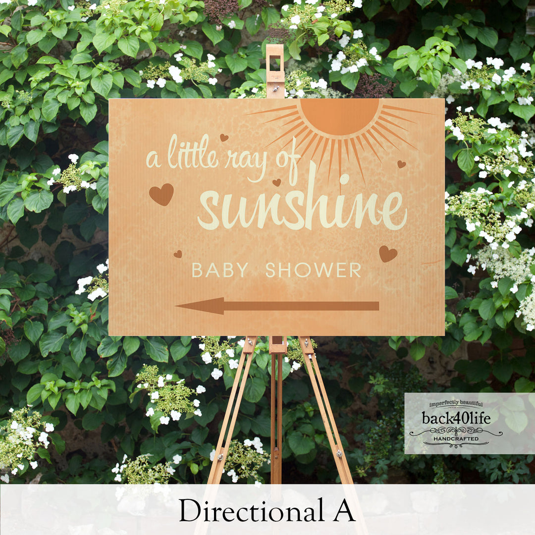 Baby Shower Sign - Little Ray of Sunshine - Welcome Directional Parking Event (K-091b)