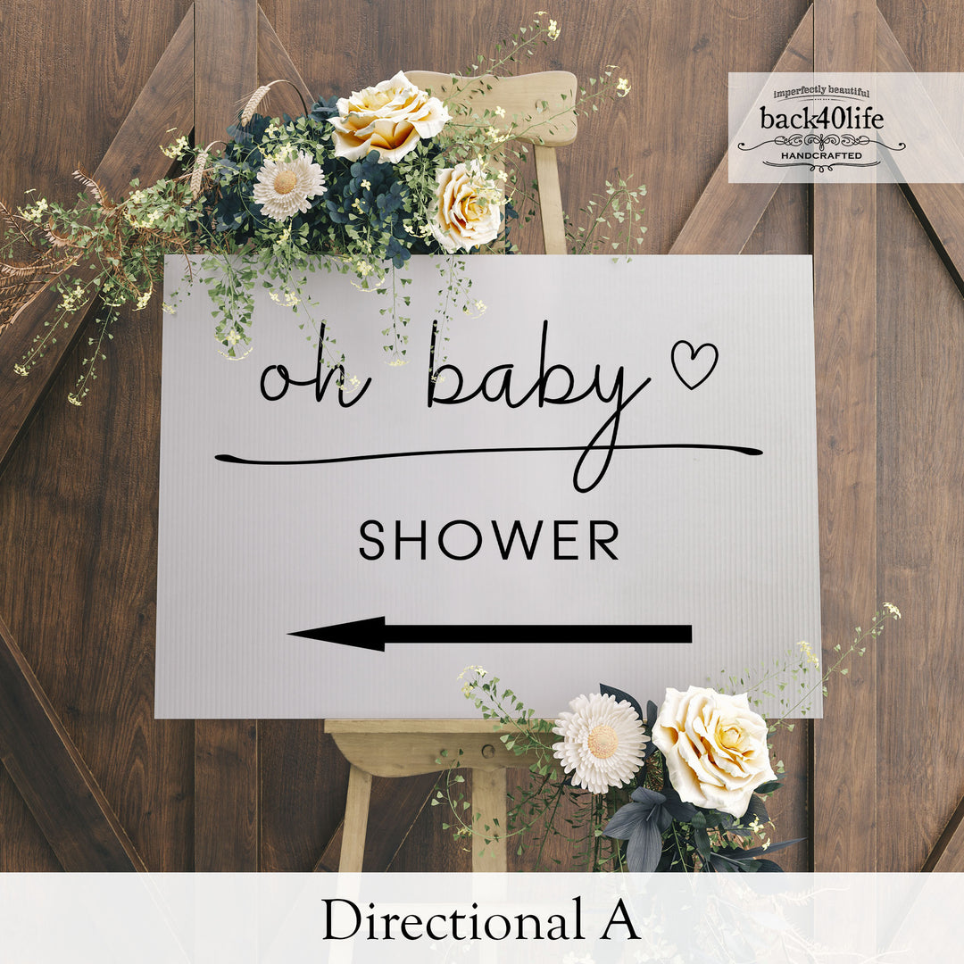 Baby Shower Sign - Oh Baby Modern Simple Classy - Welcome Directional Parking Event (K-091w)