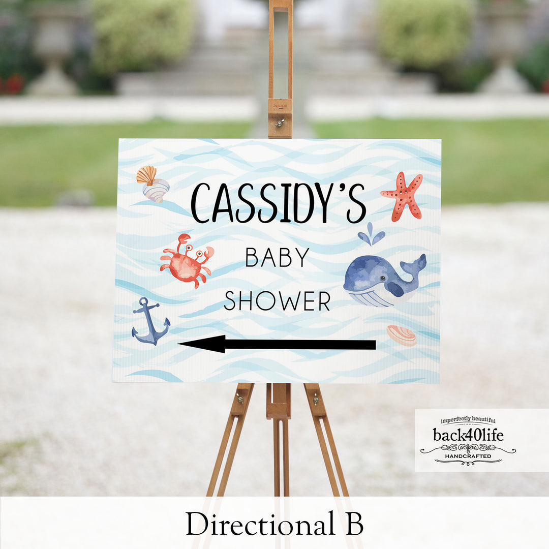 Baby Shower Sign - Ahoy There Matey Nautical Ocean - Welcome Directional Parking Event (K-091s)