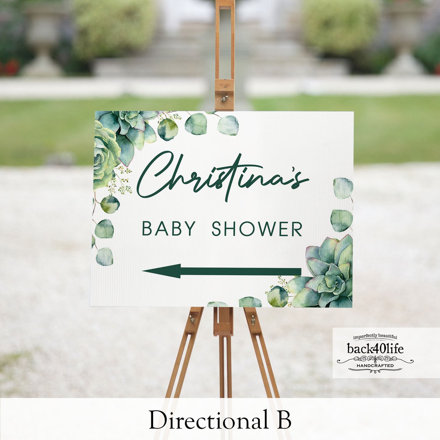 Baby Shower Sign - Baby in Bloom Succulent - Welcome Directional Parking Event (K-091e)