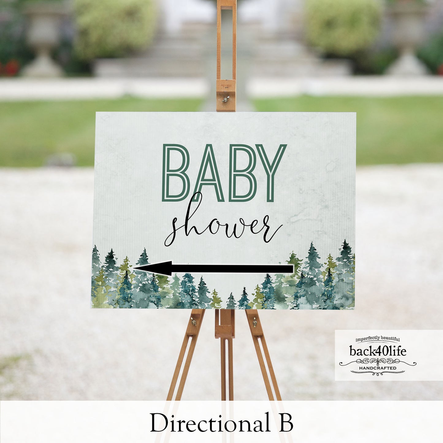 Baby Shower Sign - Little Adventurer Forest Trees - Welcome Directional Parking Event (K-091u)