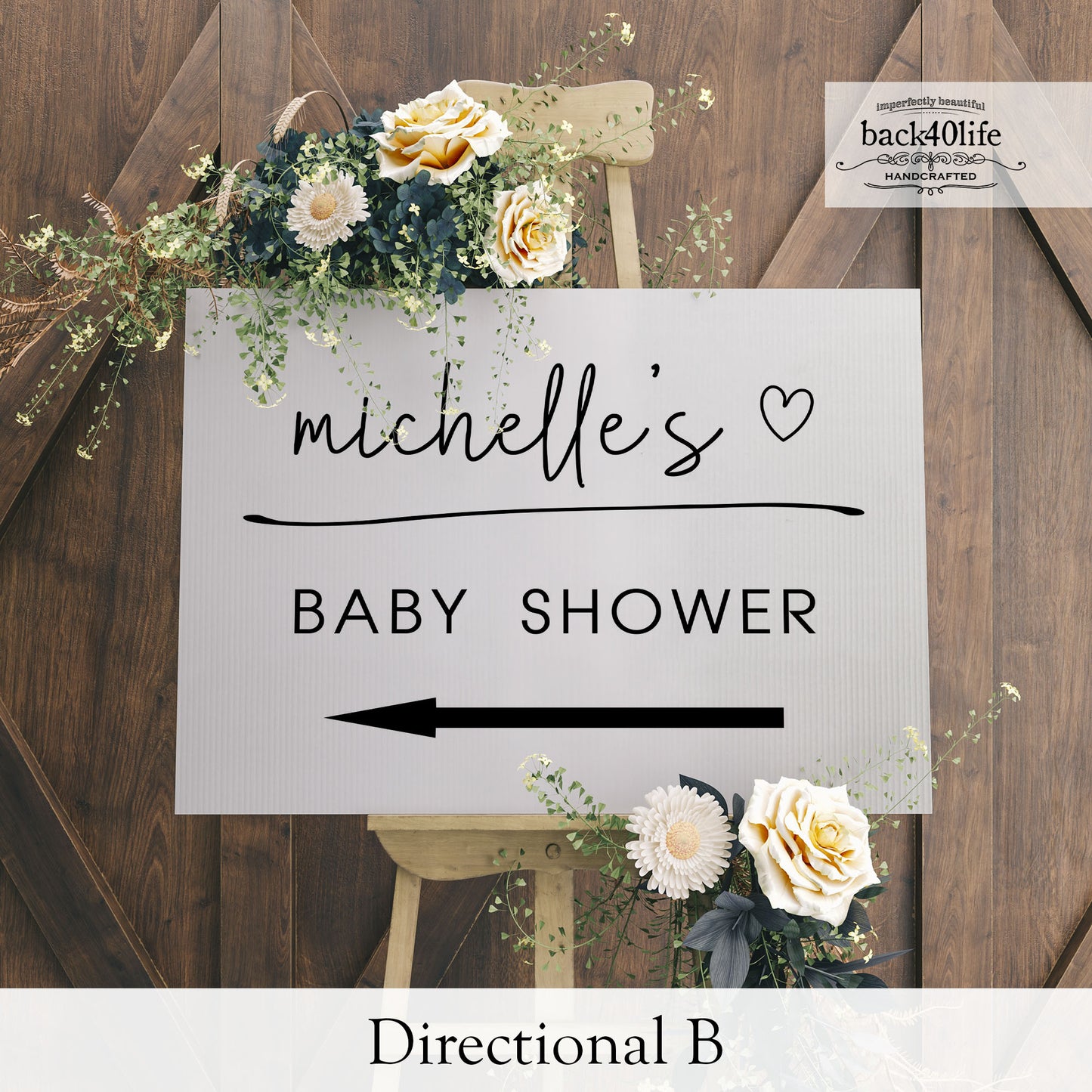 Baby Shower Sign - Oh Baby Modern Simple Classy - Welcome Directional Parking Event (K-091w)