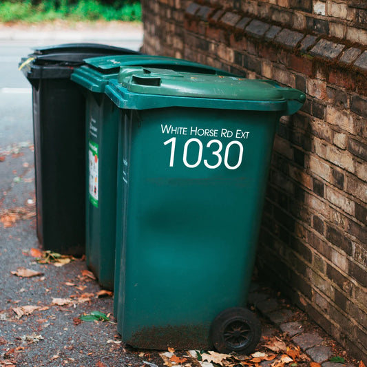 Trash Can Numbers Address Vinyl Decal (T-001d) - Back40Life