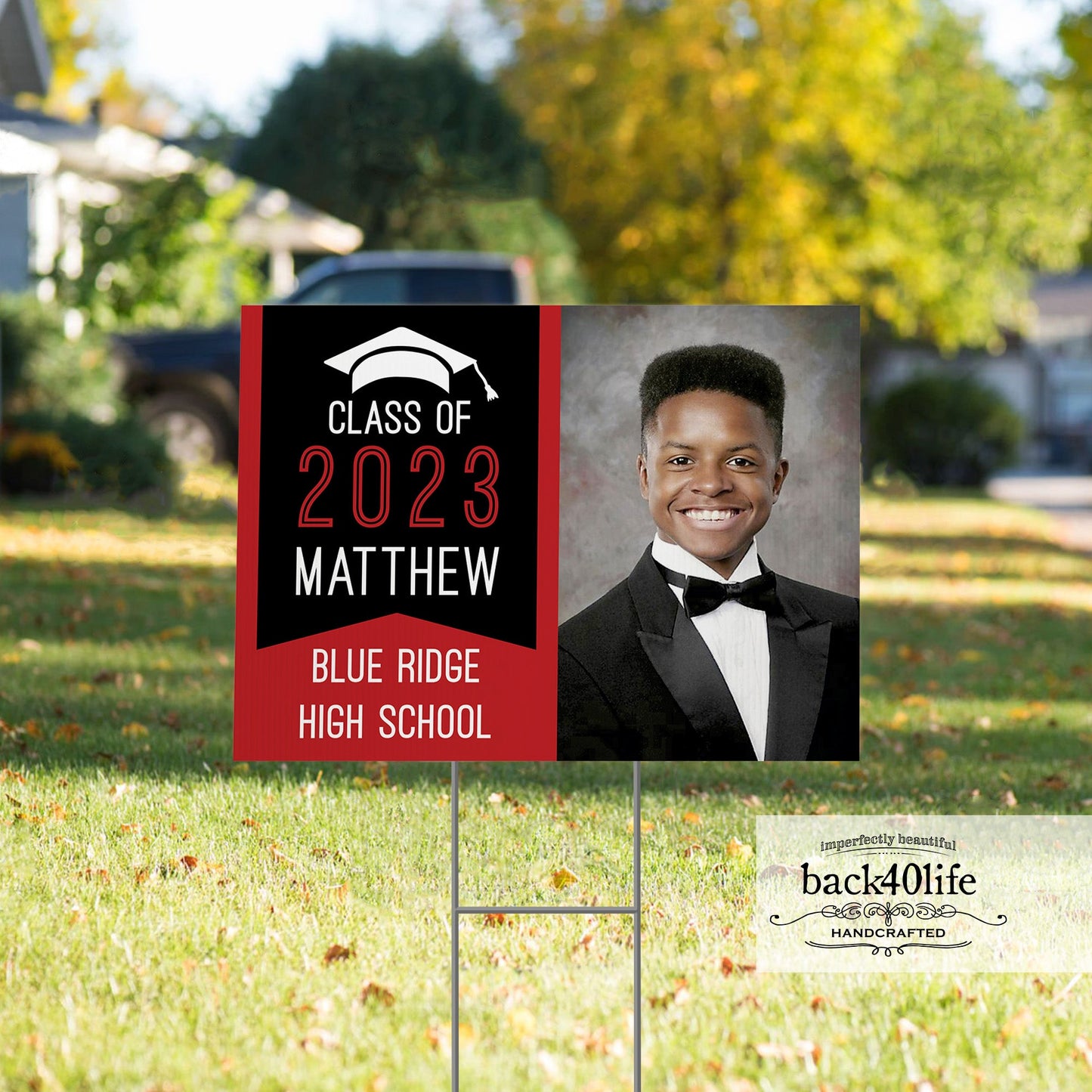 Graduation Announcement Coroplast Yard Sign (S-111j) - Back40Life