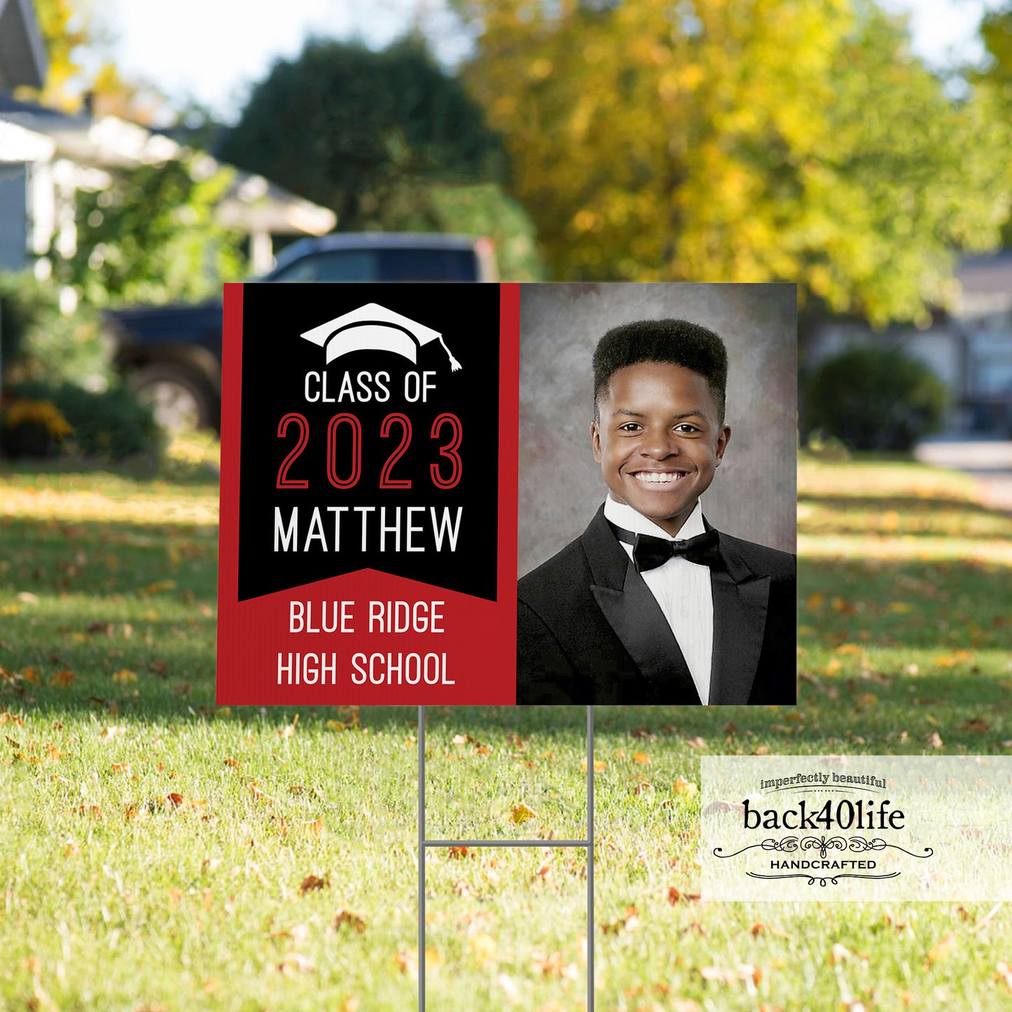 Graduation Announcement Coroplast Yard Sign (S-111j) - Back40Life