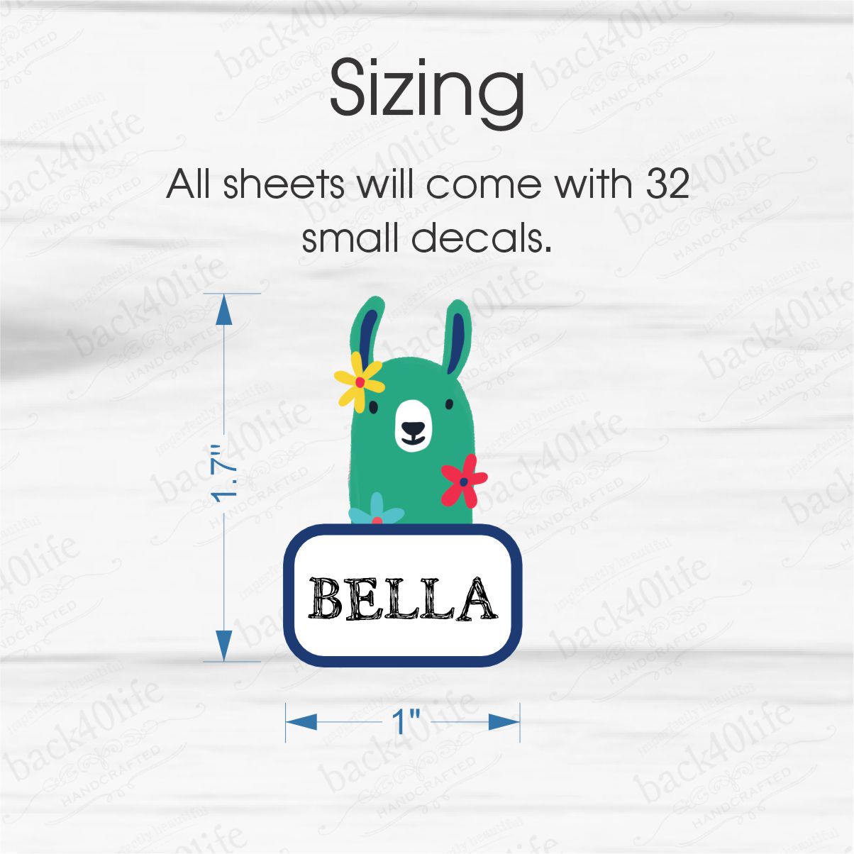 Name Personalized DTF Sticker Labels - Llamas Cute Animals - Back40Life (K-081g)