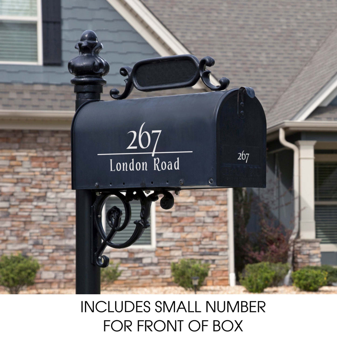 Personalized Mailbox Numbers - Street Address Vinyl Decal - Custom Decorative Numbering Street Name House Number Gift E-004c