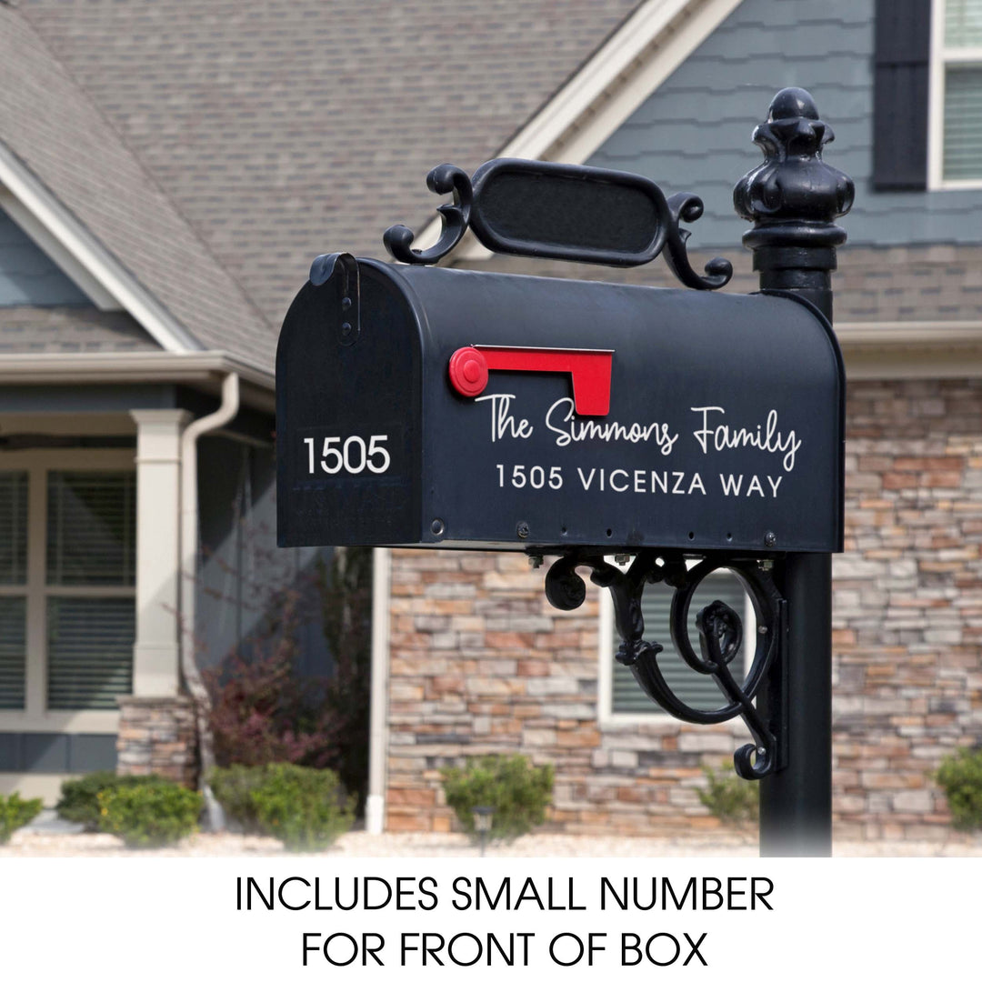 Personalized Mailbox Numbers - Street Address Vinyl Decal - Custom Decorative Numbering Street Name House Number Gift E-004f2