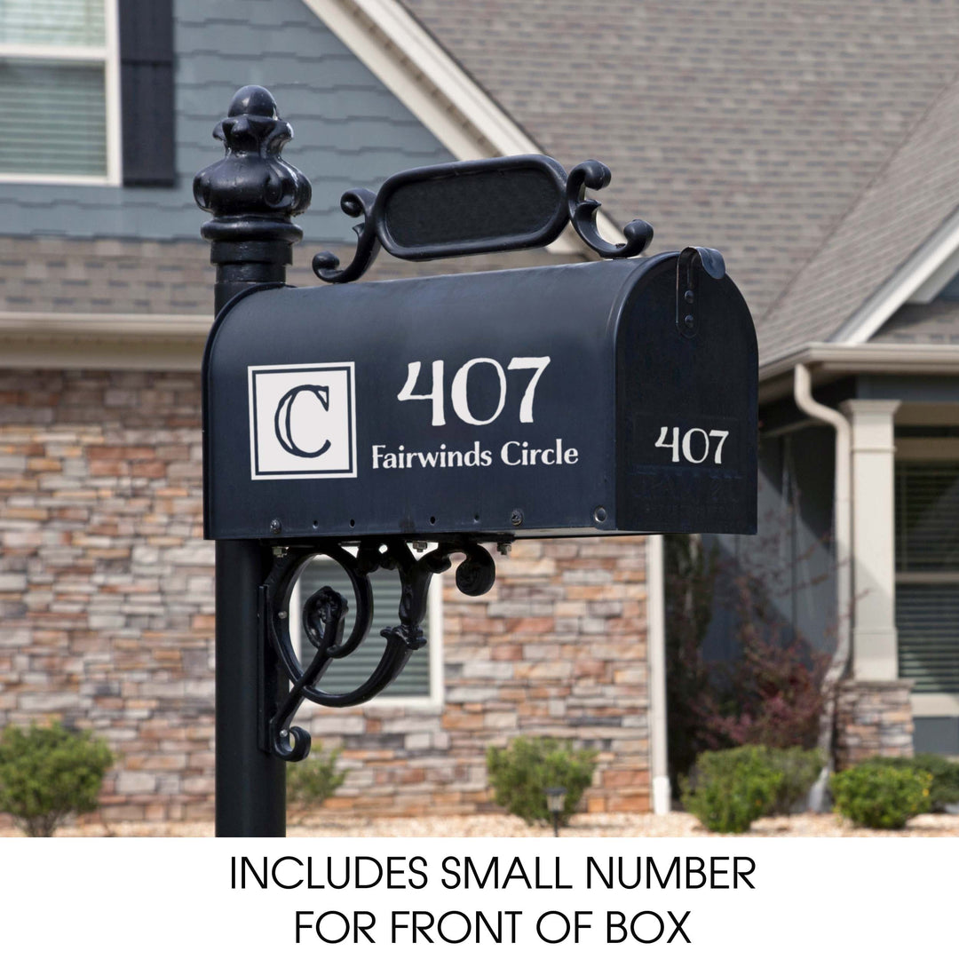 Personalized Mailbox Numbers - Street Address Vinyl Decal - Custom Decorative Numbering Street Name House Number Gift E-004i