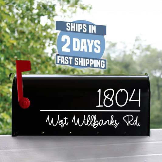 Personalized Mailbox Numbers - Street Address Vinyl Decal - Custom Decorative Numbering Street Name House Number Gift E-004y