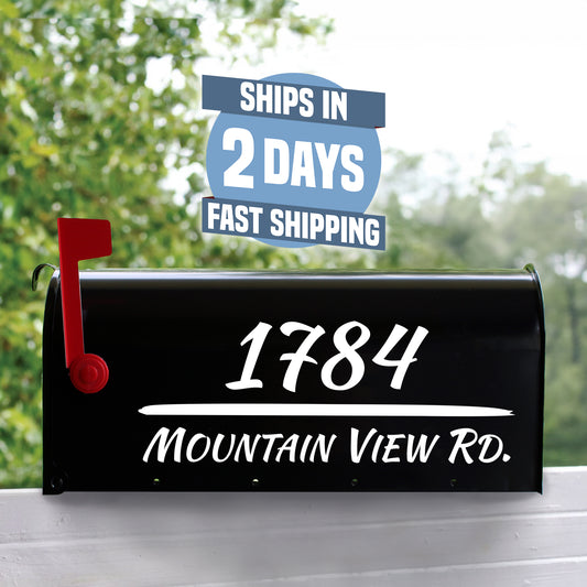 Personalized Mailbox Numbers - Street Address Vinyl Decal - Custom Decorative Numbering Street Name House Number Gift E-004u