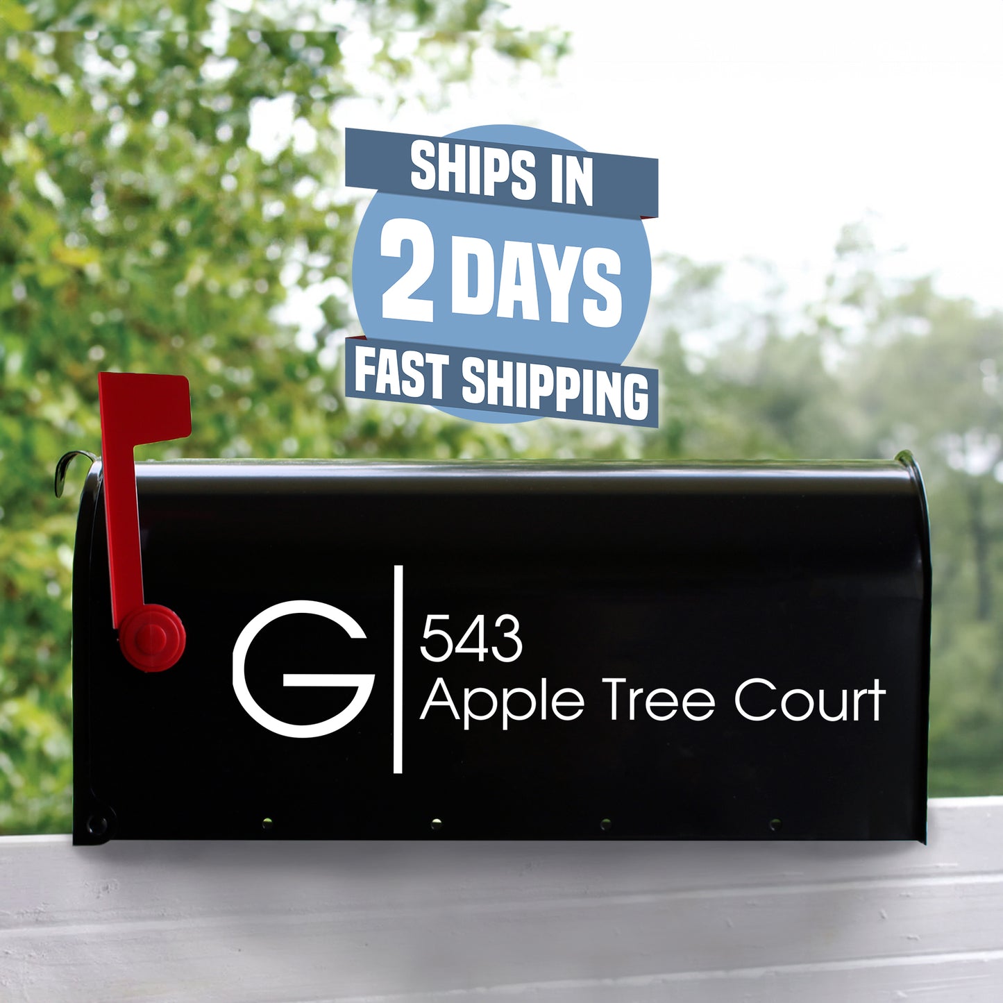 Personalized Mailbox Numbers - Street Address Vinyl Decal - Custom Decorative Numbering Street Name House Number Gift E-004b2