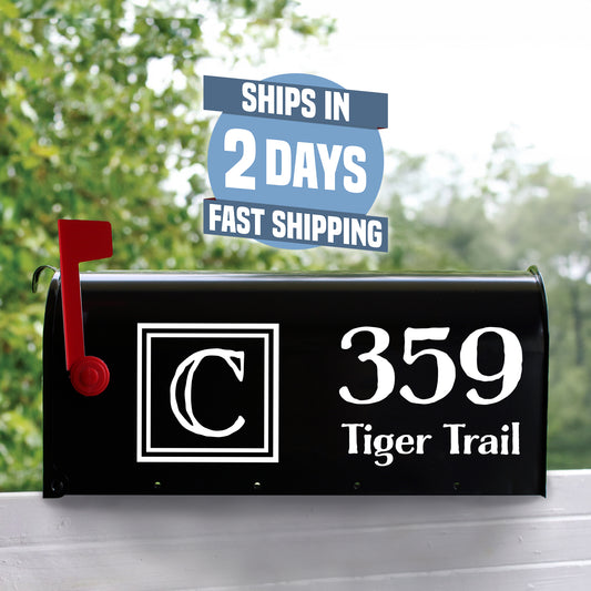 Personalized Mailbox Numbers - Street Address Vinyl Decal - Custom Decorative Numbering Street Name House Number Gift E-004j