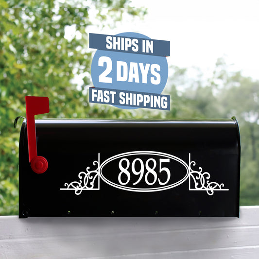 Personalized Mailbox Numbers - Street Address Vinyl Decal - Custom Decorative Numbering Street Name House Number Gift E-004g