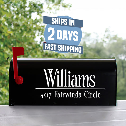 Personalized Mailbox Numbers - Street Address Vinyl Decal - Custom Decorative Numbering Street Name House Number Gift E-004d