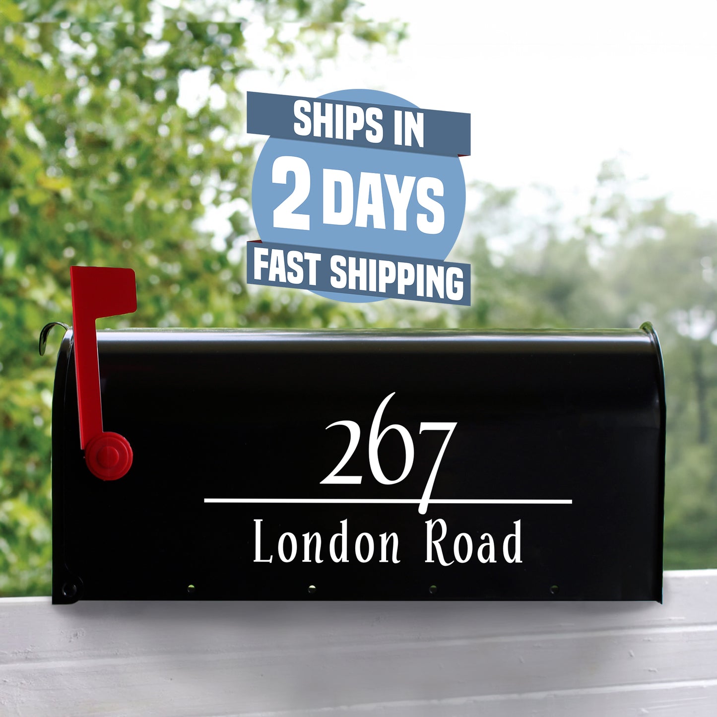 Personalized Mailbox Numbers - Street Address Vinyl Decal - Custom Decorative Numbering Street Name House Number Gift E-004c