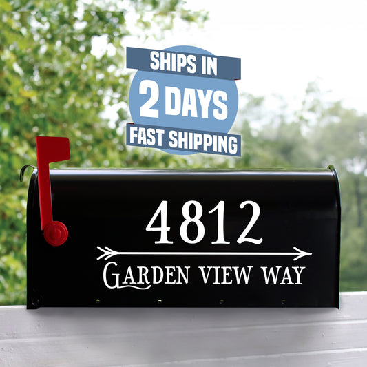 Personalized Mailbox Numbers - Street Address Vinyl Decal - Custom Decorative Numbering Street Name House Number Gift E-004w