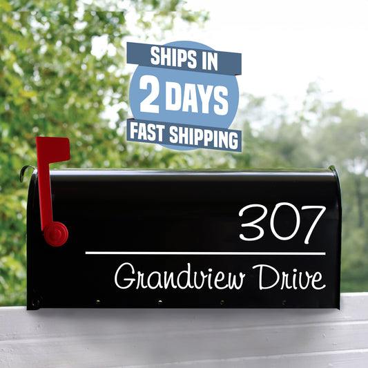 Personalized Mailbox Numbers - Street Address Vinyl Decal - Custom Decorative Numbering Street Name House Number Gift E-004x