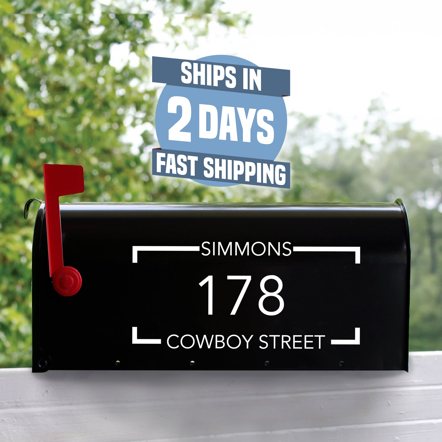 Personalized Mailbox Numbers - Street Address Vinyl Decal - Custom Decorative Numbering Street Name House Number Gift E-004i2