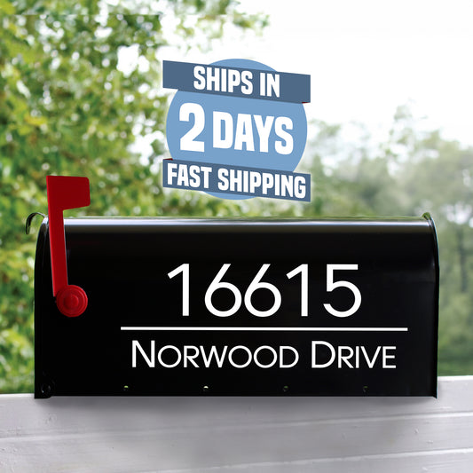 Personalized Mailbox Numbers - Street Address Vinyl Decal - Custom Decorative Numbering Street Name House Number Gift E-004t