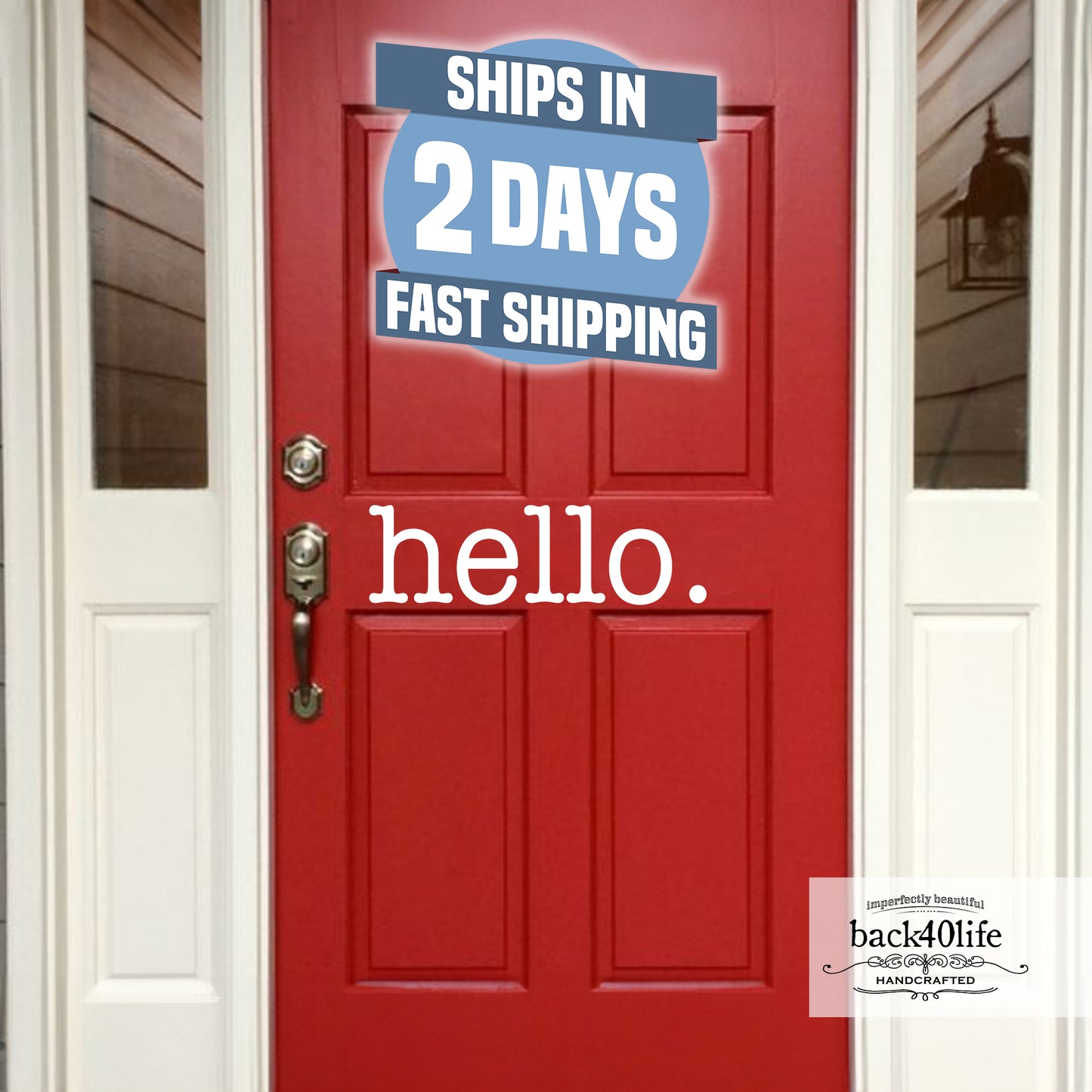 Hello Front Door Vinyl Decal (E-005c)